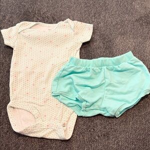 okie dokie Light Aqua Diaper Cover with Carter’s Patterned Bodysuit
